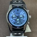 Fossil CH2564 Coachman Chronograph Schwarz Leder Blau Analog Lässige Herrenuhr