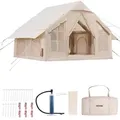 VEVOR Aufblasbare Zelte für Camping 3x3x2,3 m, 4-6 Personen, 300D Oxford 4-Jahreszeiten-Glamping-Zelt mit Handpumpe, Ofenanschluss, 2 Türen & 4 Netzfenstern, inkl. Aufbewahrungstasche für Transport
