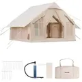 VEVOR Aufblasbare Zelte für Camping 3x3x2,3 m, 4_6 Personen, 300D Oxford 4-Jahreszeiten-Glamping-Zelt mit Handpumpe, Ofenanschluss, 2 Türen & 4 Netz