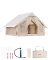 VEVOR Aufblasbare Zelte für Camping 3x3x2,3 m, 4–6 Personen, 300D Oxford 4-Jahreszeiten-Glamping-Zelt mit Handpumpe, Ofenanschluss, 2 Türen & 4 Netzfenstern, inkl. Aufbewahrungstasche für Transport