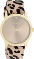 Oozoo Armbanduhr beige schwarz Leder Timepieces Damen Analog-Quarzuhr UOC11372