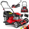 MASKO® Benzin Rasenmäher 5in1 Radantrieb EasyClean Reinigungsfunktion Mulchfunktion Seitenauswurf hohe Schnittbreite 8-fache Schnitthöhenverstel...