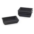 Hanseküche Dipschale Dip Schalen Set aus Steingut, Steingut, (Mezze eckig, Servierteller spülmaschinengeeignet, 4-tlg), Vorspeisen Teller rechteckig schwarz matt