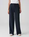 OPUS Anzughose Bundfaltenhose MARIENA Wide aus Viskose Mix, coal blue