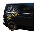 Aufkleber Set Kompass Berge 60x56cm Sticker Auto Wohnwagen Camper KX072 Weiß Gol