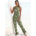 s.Oliver Overall mit Blätterdruck und breitem Smokeinsatz, sommerlicher Jumpsuit grün 46