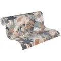 A.S. Création Vliestapete Antigua Retrotapete Artdeco, leicht strukturiert, gemustert, matt, neutral, (1 St), Dschungeltapete Floral mit Tieren Tapeten Wohnzimmer Schlafzimmer Flur beige|blau|bunt