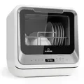 Klarstein Amazonia Mini Geschirrspüler, Spülmaschine mit Platz für 2 Maßgedecke, 6 Programme, 5 L Wasser benötigt, LED-Display, Touch, Tischgeschirrspüler inkl. Zubehör, silber