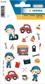 HERMA 15691 Aufkleber Mechaniker klein groß, 19 Stück, Berufe Sticker mit Auto Werkstatt Werkzeug Motiv, Kinder Etiketten für Fotoalbum Tagebuch Poesiealbum Scrapbooking Geburtstag Deko DIY Basteln