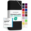Jacobson Spannbettlaken BOXSPRING & ÜBERLÄNGE aus 100% Baumwolle, für hohe & lange Matratzen, Jersey Bettlaken 160 g/m2, OEKO-TEX® schwarz 180 - 200 cm x 220 cm