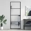Innentür Schlank Schwarz 76x201,5 Cm Hartglas Und Aluminium - Vidaxl
