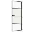vidaXL Zimmertür, Innentür Schlank Schwarz 76x201,5 cm Hartglas und Aluminium