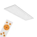 BRILONER - LED Deckenlampe flach mit Sternenhimmel, einstellbar von warmweiß bis kaltweiß, dimmbar, Fernbedienung, Lampe, Deckenleuchte, Wohnzimmerlampe, LED Panel, 100x25x6,5 cm, Weiß