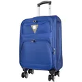 Trendyshop365 Weichgepäck-Trolley Menorca, 3 Größen, 4 Farben, 4 Rollen, Doppelrollen, Zahlenschloss, Dehnfalte blau 38 cm x 58 cm x 25 cm