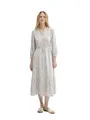 TOM TAILOR Damen 1043516 Maxikleid mit Muster & Bindedetail, 36134-Neutral Tile Design, 42