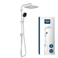 GROHE Vitalio 250, Duschset ohne Armatur, wassersparend, 8l pro Min (Regendusche für vorhandene Duscharmaturen, Duschkopf 2 Strahlarten, Duschstange 74cm, Duschsystem), eckig, chrom, 26698001