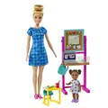 Barbie You Can Be Anything Serie, Kindergärtnerin, 1x Lehrer, 1x Schülerin, Lehrzubehör, Accessoires, Geschenk für Kinder, Spielzeug ab 3 Jahre, HCN19