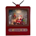 Christmas Paradise LED Laterne schneiender Fernseher 24 cm, Weihnachtsdeko, zuschaltbare Weihnachtsmusik, LED, warmweiß, schneit im Inneren, TV, rot rot