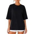 Reichstadt Oversize-Shirt Damen Oversized Kurzarmshirt 25RSW070 in kräftigen Farben schwarz M