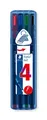 STAEDTLER Kugelschreiber Triplus Ball, ergonomischer Dreikantschaft, Linienbreite F, wischfest, Box mit 4 brillanten Farben, 437 FSB4