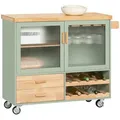 SoBuy Kücheninsel, Grün, Holzwerkstoff, Naturmaterialien, Holz, 109x92x40 cm, Esszimmer, Servierwagen
