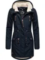 Ragwear Damen Mantel lange warme Winterjacke mit Teddyfell-Kapuze Elsie Intl Navy22 Gr. 3XL