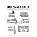 Badezimmer Regeln für ein hygienischeres Bad Metallschild XL in 21x28 cm Blechschild für die Toilette mit den wichtigsten Regeln für das Klo für ein sauberes WC mit Grafiken