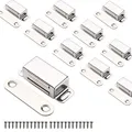 Schrankmagnete Mousike Schranktürverschluss für Küche Badezimmerschrank Kleiderschrank Schrankverschlüsse Schranktür Schubladenriegel (Silber 10er Pack)