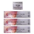 Wella Illumina 3 x 60 ml 7/53 mittelblond mahagoni gold Set