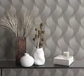 marburg Tapete Grau Silber Metallic Wellen Vliestapete Grafisch für Schlafzimmer Wohnzimmer oder Küche Made in Germany 10,05 x 0,70m