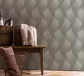 Tapete Grau Silber Grafisch für Wohnzimmer Küche 10,05 x 0,70m MADE IN GERMANY