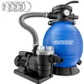 Monzana® Sandfilteranlage SF96K 9600L/h bis 30.000L Pool Selbstansaugend 400 Watt 2in1 Adapter Ø32-38mm 7Wege Ventil Sandfilterpumpe Poolfilter