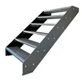Kaminbau Mierzwa Premium Stahl Treppe Verzinkt & Anthrazit Pulverbeschichtet 6 Stufen (Breite 60 cm) (Höhe 114 cm) Wetterfest Gitterroststufe Gartentreppe