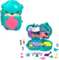 Polly Pocket HCG16 - Otter Aquarium, Aquarium-Thema mit Micro Polly & Nicolas Puppen, 5 Überraschungen & 12 Zubehörteile, tolles Spielzeug Geschenk für Kinder ab 4 Jahren