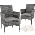 tectake® 2er Set Rattanstuhl Nantes widerstandsfähig 59 x 57 x 85 cm