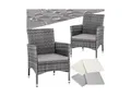 tectake® 2er Set Rattanstuhl, widerstandsfähig, 2 Bezugssets, 59 x 57 x 85 cm