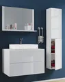 VCM 4-tlg. Waschplatz Waschtisch | Waschbecken Unterschrank Breite 80 cm | Badmöbel Set mit Schubladen Drehtüren Spiegel | Lendas L