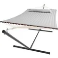 Juskys Hängematte Cata mit Gestell und Kissen 360 x 120 x 115 cm Hellgrau