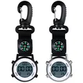 2pcs Karabineruhr Digital Clip on Quarzuhr Karabiner Taschenuhr mit Leuchtend...