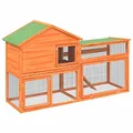 vidaXL Kaninchenstall, Hasenstall mit Nistkasten Freilaufgehege, Kaninchenkäfig für Außenbereich, Kleintierstall Kleintierhaus, Braun Massivholz Kiefer
