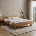 skølm Nornir Massivholzbett 180x200 cm – Bettrahmen aus Massivholz Eiche geölt – hochwertiges Holzbett mit Kufen Bettbeinen– Bettgestell mit 2 Streben als Bettkopf – geeignet als Doppelbett
