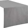 REDBEST Tischdecke, Tischläufer Uni Seattle, 100% Baumwolle grau Größe 40x170 cm - Robustes, glattes Gewebe, mit hochwertigem Kuvertsaum