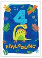 Junapack 12 Einladungskarten zum 4. Kindergeburtstag vierte Geburtstag Jungen Dinosaurier Dino Geburtstagseinladungen