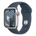 Apple Watch Series 9 41mm iOS Smartwatch Celluar Silber Alu Sport Band Blau