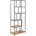 AC-Design Bücherregal Seaford, schwarz / wildeiche, aus Metall / Holz, 6 Ebenen, 77 x 185 x 35cm