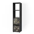 Vicco Bücherregal Ludus, schwarz, mit 2 Faltboxen, aus Holz, 4 Fächer, 37 x 145 x 34cm