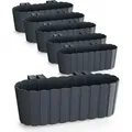 Spetebo Balkon Blumenkasten mit Halterung 39 x 13 cm - 6er Set - Kunststoff Geländer Pflanztopf in anthrazit - Garten Blumentopf Pflanzkasten zum ... - Grau