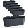 Balkon Blumenkasten Mit Halterung 39 X 13 Cm - 6er Set - Kunststoff Geländer Pflanztopf In Anthrazit - Garten Blumentopf Pflanzkasten Zum Einhängen