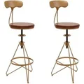 MCW Barhocker N18 2er-Set Braun Gestell Gold