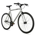 bergsteiger Urbanbike Kyoto 28 Zoll Singlespeed Fixie Fahrrad, Damen, Herren, 1 Gang, Caliper-Bremsen, Flip-Flop-Nabe, silber